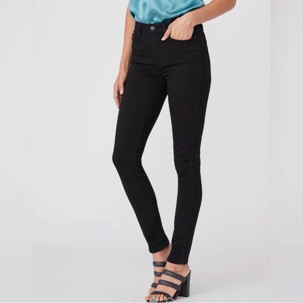 NWOT PAIGE Margot Ultra Skinny High Rise Jeans Black Shadow Size 24